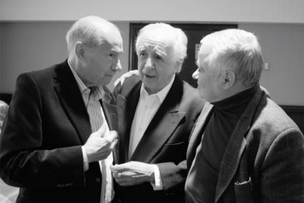 Emmanuel con Vicente Leñero e Ignacio Solares
